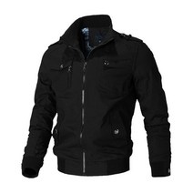 오토바이 자켓 오토바이옷남성 밀리터리 재킷 Chaquetas 스탠드 업 칼라 캐주얼 코트 멀티 포켓, 02 Black