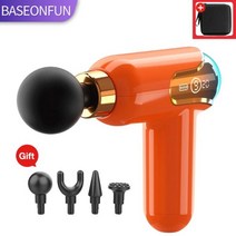 어깨마사지 목 어깨 마사지 온열치료기 LCD 디스플레이 휴대용 전기 마사지 건 신체 목 어깨 다리 심부 조, 08 Orange With Bag_01 유형 c 충전