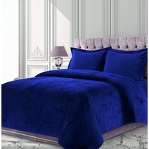 Roch Linen 프리미엄 주름 크러시드 베니스 벨벳 러쉬 침구 이불 세트 셰르파 퀼트 커버 베개 2개 포함 - (퀸 로열 블루)