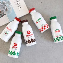 [러블리원] 서울우유 레트로 보온/보냉 텀블러, 물방울 흰우유(그린)