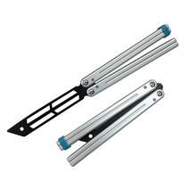 잭나이프 칼 자동 오징어 잉크 트리톤 v2 클론 balisong 플리퍼 트레이너 나비 훈련 부싱 시스템 알루미늄 핸들 안전 edc, 하얀