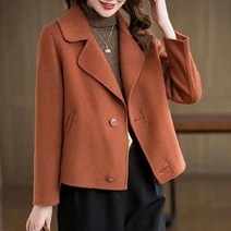 양털 롱코트 가을 겨울 울 재킷 솔리드 컬러 여성 의류 옷깃 칼라 모직 짧은 코트 우아한 여성 캐주얼 패션 겉옷