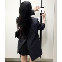 [당일출고/핏보장]사선 뒷트임 세미자켓 [봄여름 아우터정장 출근 직장인 수학여행 배색 오피스룩 빅사이즈 오버핏 루즈박시 블레이저 올드머니 프레피 롱숏미디 하객룩 긱시크]CX-01
