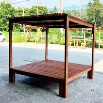 지붕형 조립식 평상 6자 1800_1800 방부목 야외 평상마루 (택배 배송), c)연초록색