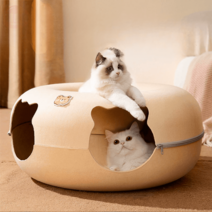 고양이 터널 커튼 블록 미로 종이 숨숨 치즈 하우스 봉투 바스락 캣터널 팝콘 도넛 원목, M-50*50*20cm (권장체중 8근 이내), 옵션13