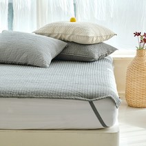 게스트 순면아사 피그먼트 고정밴딩 침대패드, 미스트그레이