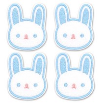 미호 토끼 모양 자수 와펜 열접착 패치 4세트, 블루토끼