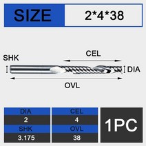 UCHEER-목재 가공용 3175mm 싱글 플루트 엔드 밀링 1 개 CNC 커터 MDF 합판용 카바이드 공구, 06 3175D2d4l38L