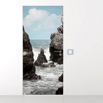 gb849-파도가철썩이는바다 현관문시트지