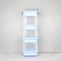 큐브 이동식 수납 정리함, 4단(일반형), 블루