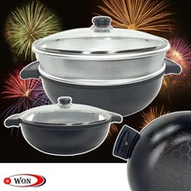 다용도 찜솥 32cm 찜통 튀김팬 스팀 대형 업소용 가정요 꽃게 랍스타 만두 호빵 2단 찜기, 지름 32cm