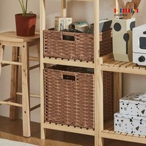 [한샘] 볼드 라탄 패턴 바스켓(대) 다크브라운