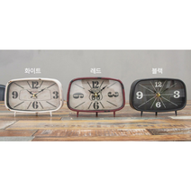 빈티지 직사각 탁상시계 3color, 레드