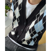 lg argyle knit vest_2colors