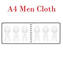 A5 여성 패션 디자인 노트북 인체 템플릿 A4 남성 스케치 스타일 렌더링 의류 디자이너 도구 50 매 용지 (, 08 A4 Men Cloth