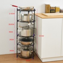 후라이팬정리대 프라이팬 냄비 정리대 가정용 팬 보관 선반 주방 수조 캐비닛 넣어 다층 랙 벽 코너 바닥 랙, 새로운 화분 랙 5단(후크 4개 무료)