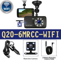 룸미러블랙박스 후방 카메라 자동차 DVR 대시캠 4인치 IPS FHD 1080P 8 Led 조명 듀얼 후면 비디오 레코더, 07 Q20-6MRCC-와이파이_02 16G