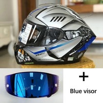 스쿠터헬멧 오픈페이스 바이크 헬맷 오토바이 용품 X14 전체 얼굴 헬멧 YZF R1M 스페셜 에디션 실버 모토 크로스 레이싱 승마, M, blue lens