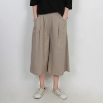 이젠 여성 린넨 밴딩 와이드 7부팬츠 긴바지