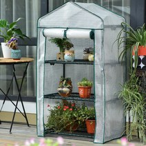 소형 선반 꽃 화단 온실 비닐 보온 단열 덮개 겨울, 4층 첨탑 흰색 69×49×156cm