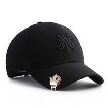HOWN 남녀공용 스판타공골프모자 볼마커세트 케이스포장 GOLF 골프모자, 블랙/블랙