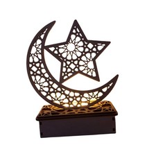 라마단 무바라크 이드 장식 스타 조명 홈 파티 용품을위한 탁상용 장식품, 15x6x19CM, 목재, 별