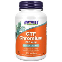 NOW 보충제 GTF(내당인자) 크롬 200 mcg 250 정, 250 Tablets