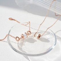 써지컬스틸 에폭시컬러 원통참 여성목걸이팔찌 2종세트 2컬러