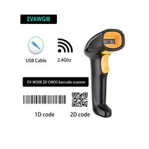 USB 및 2.4GHz 기능이 있는 EVAWGIB 무선 바코드 스캐너 창고 라이브러리 익스프레스 스토어용 1차원 및 2차원 바코드 리더기, EV-W208 CMOS 2D