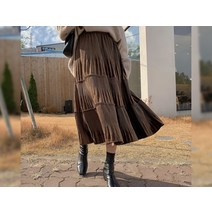 버블로나 벨벳 플리츠 밴딩 스커트