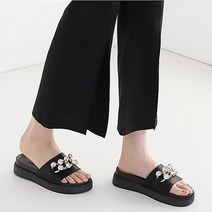 5cm 화려한 큐빅 키높이 샌들 통굽 여성슬리퍼 사무실 여름신발 P301