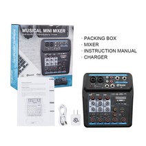디제잉장비 Drembo 46channel protable 디지털 오디오 믹서 콘솔 사운드 카드 블루투스 usb dj pc 녹음용 48 v 팬텀 전원 포함, 협력사, M4-4채널