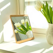 에스앤디자인 우드라인 탁상 거울 접이식 사각 화장 책상대 스탠드 탁상용, 우드라인탁상거울/가로형