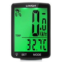 자전거속도계 GPS lixada 무선 자전거 컴퓨터 다기능 lcd 화면 자전거 컴퓨터 산악 자전거 속도계 주행 거리계 ipx6 방수 196, 체코, 검은색 녹색
