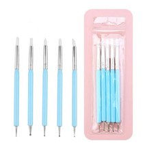 도예체험 취미 더블 엔드 도트 도구 세트 네일 아트 엠보싱 도자기 공예 실리콘 브러쉬 점토 5 개/세트, 01 5pcs