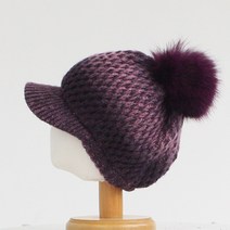 지오마켓 여성 겨울 털 방울 챙비니 중년여성 패션 니트 캡모자 엄마 할머니모자