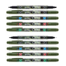 라인플러스 물로 지우는 수성 OHP 펜 MB둥근닙 사각닙 검정, 10개