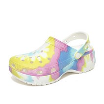 [크록스] 클래식 플랫폼 타이다이 그래픽 클로그 샌들 화이트멀티 207151-94S