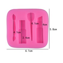 초콜릿만들기 메이크업 도구 립스틱 매니큐어 모양 실리콘 몰드 파티 초콜릿 DIY 퐁당 케이크 장식 디저트 금형, [01] 분홍색