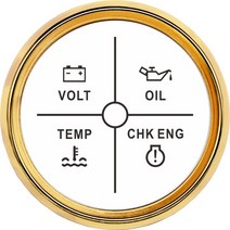유면계 유량계 52mm 알람 게이지 미터 볼트/오일/수온/체크 엔진 표시기 4 LED 알람 표시기 게이지 백라이, 03 800-00257