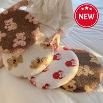 여성 학생 선물용 양털 뽀글이 곰돌이 원형 메모리폼 패드 의자 방석