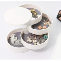 안방 화장대 악세서리 정리 원형 4단 보관함, 핑크