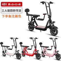 접이식 미니 전기 자전거 2인용 전기자전거, 48V, 3인승/12Ah/약 55km 항속/비고 색상