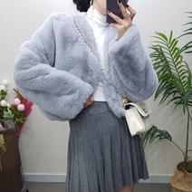 제이후 페이크 에코퍼 안감 누빔 밍크 숏 퍼 자켓