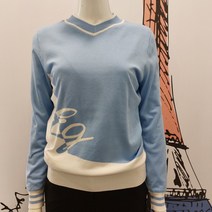 [엘르골프] 로고 컬러 배색 브이넥 방풍 니트 티셔츠