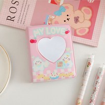 포카홀더 신제품 스위트 3 인치 포토카드 홀더 할로우 러브 하트 Kpop 앨범 40 포켓 아이돌 카드 슬리브 귀여운 문구, 01 A-light pink