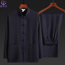 셀럽당 중장년 남성 면마 긴팔 상의+하의 세트 남자생활한복 F00585