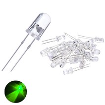 JINHA DIP LED 고휘도LED ROUND 발광다이오드 5mm, 5파이_딥_투명_그린, 10개