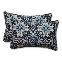 Pillow Perfect 586670 실외/실내 목판 프리즘 요추 베개 29.2cm x 47cm11.5인치 18.5인치 블루 2팩 USA 미국, Lumbar Pillows