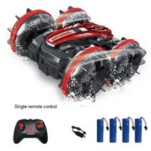 RC Car 4WD 원격 제어 차량 24G 수륙 양용 스턴트 RC 자동차 양면 롤러 SUV 전기 장난감 소년을 위한 생일 선물 취미 아이들 카레이싱, Single Red 4B